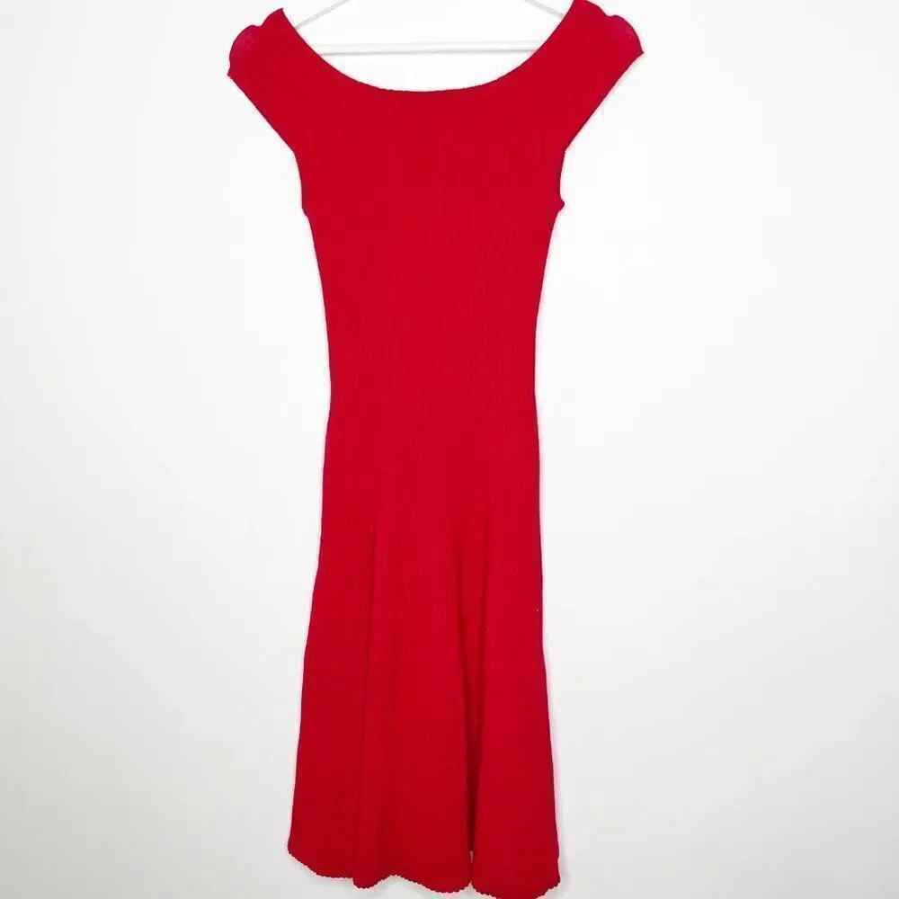 KATE SPADE Red Off The Shoulder Sweater Dress